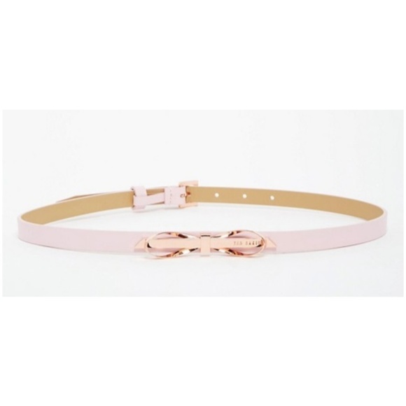 ?TED BAKER? Pink Rose Gold Skinny Bow Belt main image 7